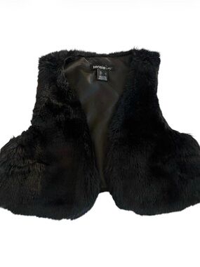 Kensie Black Faux Fur Vest with Satin Lining